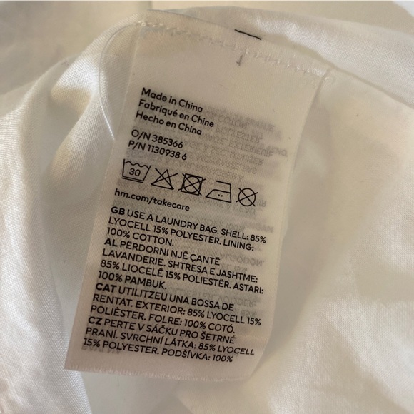 H&M || Puff Sleeve Plunge Open Back Dress Floral Blue White XS NWT - Picture 8 of 11